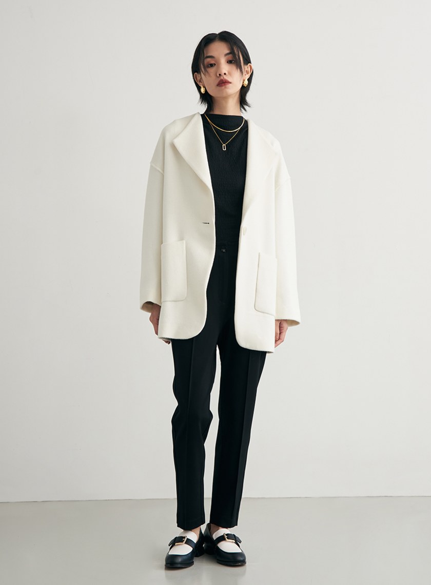 肌理感彈性無袖半高領上衣